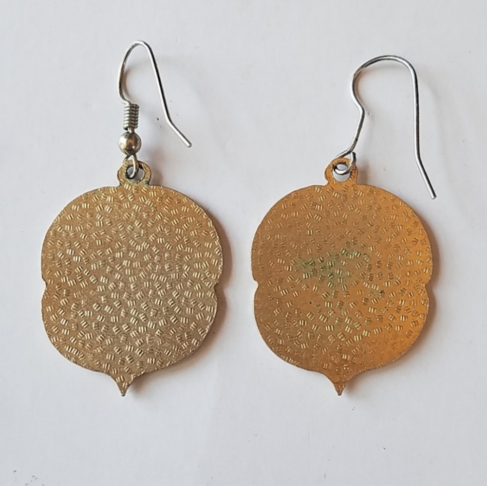 Vintage Cloisonne floral earrings. - Picture 3 of 3